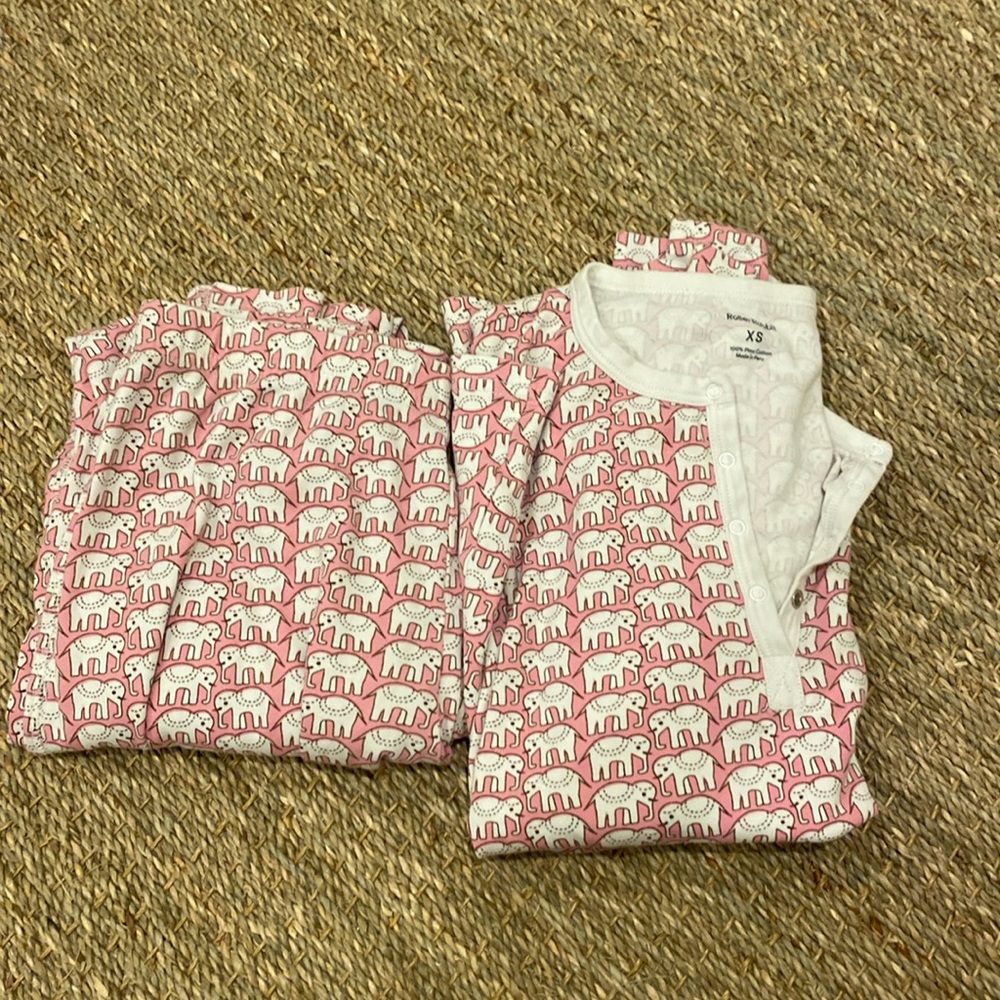 COPY - Roller rabbit hathi elephant, pink, long sleeve pajamas